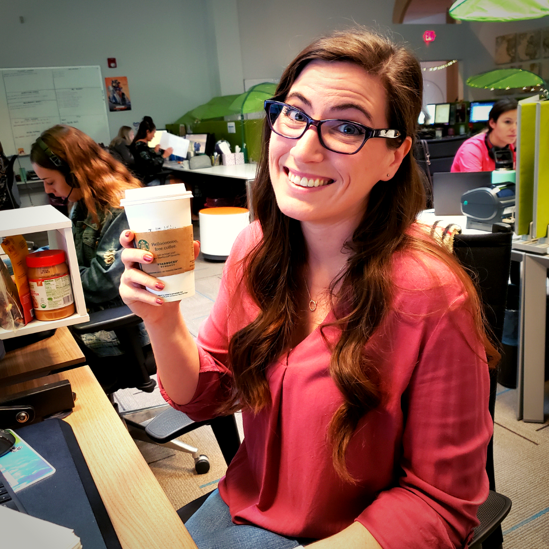 Relocation coordinator drinking coffee at PetRelocation
